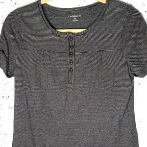 Croft & Barrow Medium Striped Button Up Top Blouse